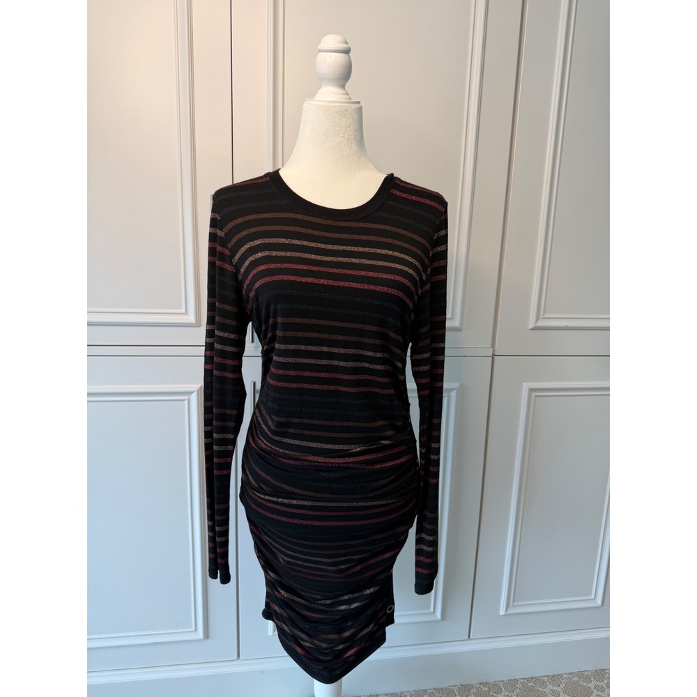Veronica Beard Jeans Mini Dress Womens M Black Multi Very Good Metallic Ruched